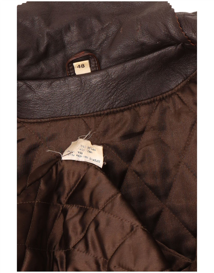 Geaca de piele vintage pentru barbati IT 48 piele maro medie