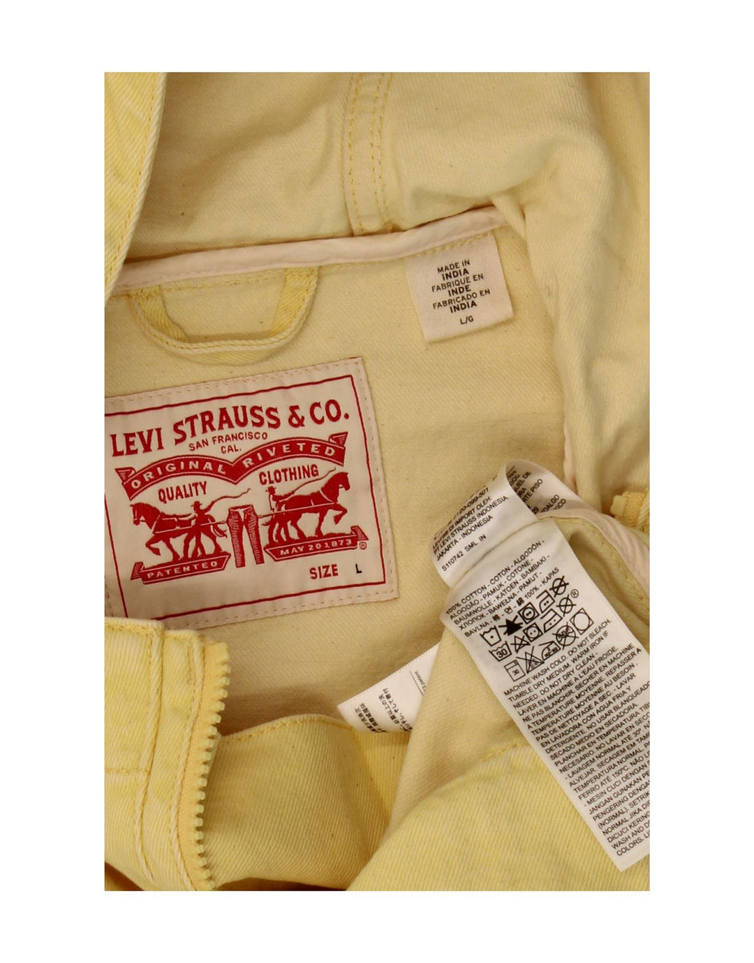Jachetă de blugi cu glugă pentru bărbați Levi's, UK 40, bumbac galben mare