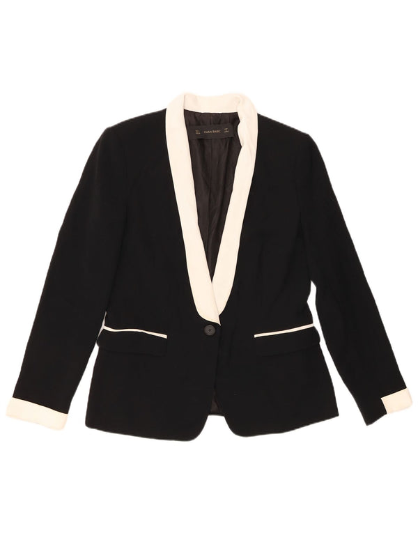 Jachetă pentru femei Zara cu 1 nasture, UK 10, negru, poliester color bloc