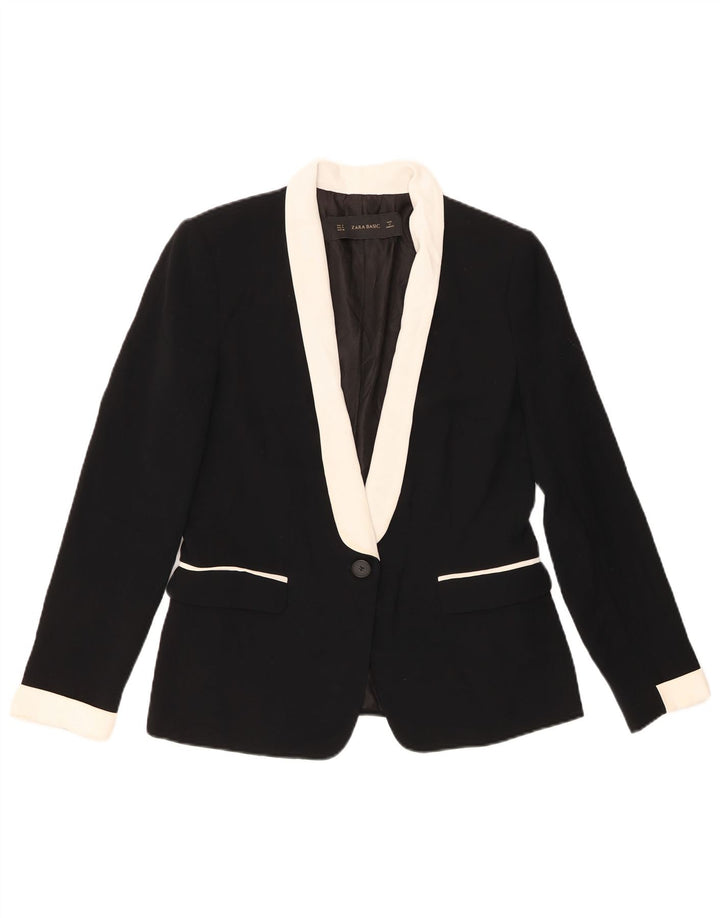 Jachetă pentru femei Zara cu 1 nasture, UK 10, negru, poliester color bloc