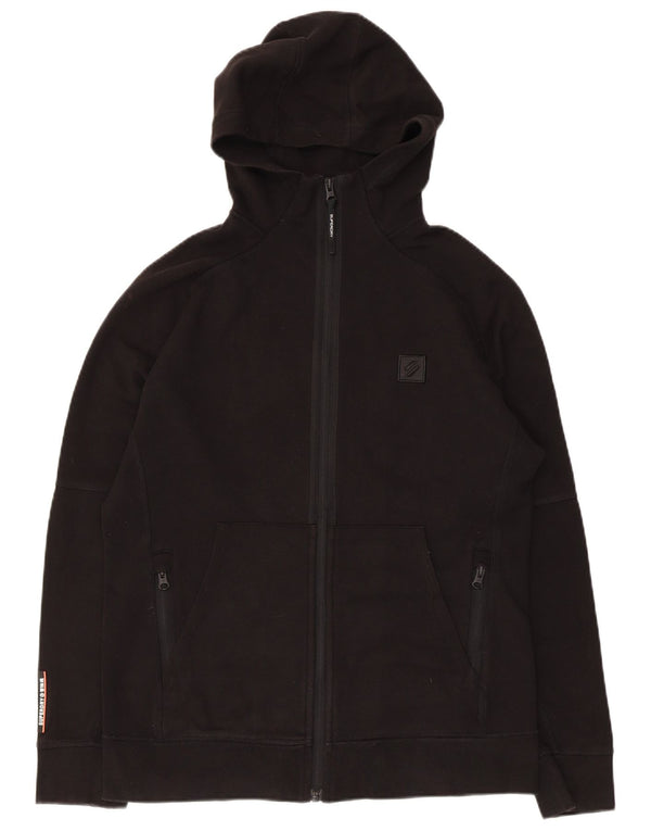 Pulover Superdry pentru bărbați, cu fermoar, bumbac, negru