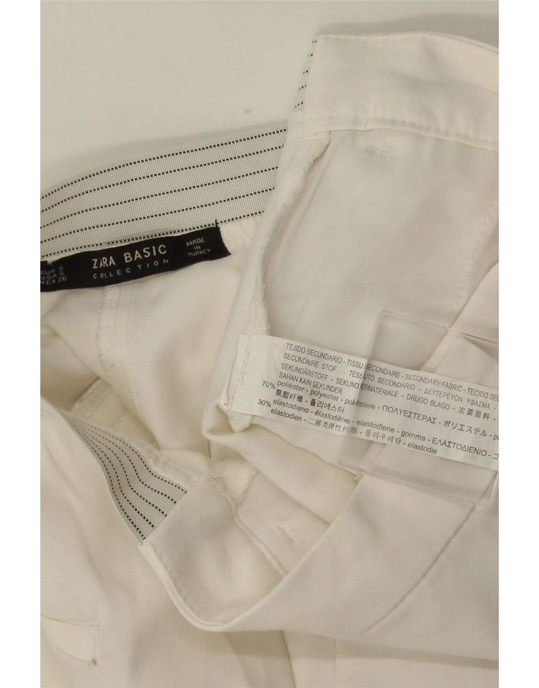 Pantaloni chino slim pentru femei ZARA Mici L26 L28 Poliester alb
