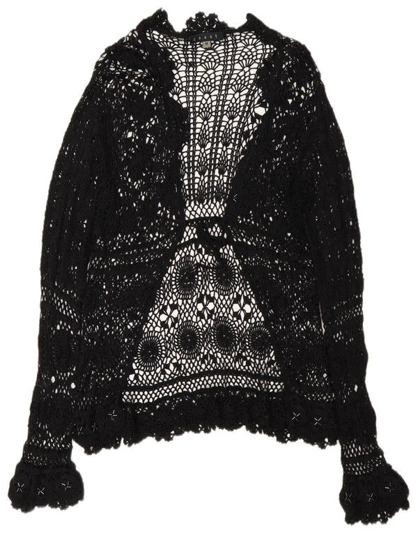 Coast Womens See Through Cardigan Top UK 12 Medium Black Floral