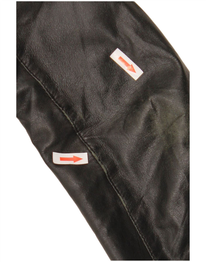 Jachetă de piele crop Sasch pentru femei UK 14 Medium Black
