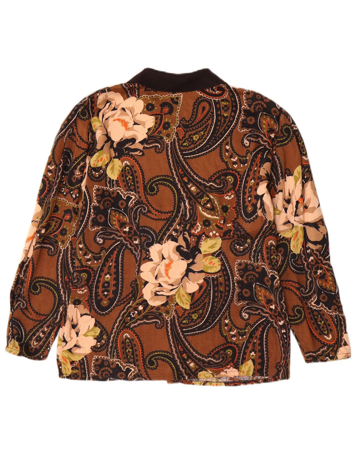 Cămașă VINTAGE pentru femei UK 14 Medium Brown Paisley