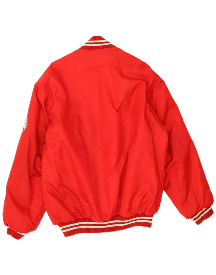 Jachetă vintage pentru bărbați cu grafică Varsity UK 38 Poliamidă roșie medie