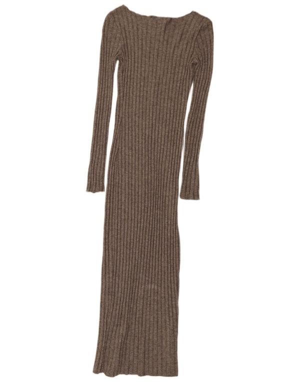 Rochie jumper maxi cu mânecă lungă pentru femei Zara UK 8 mic, gri, viscoză