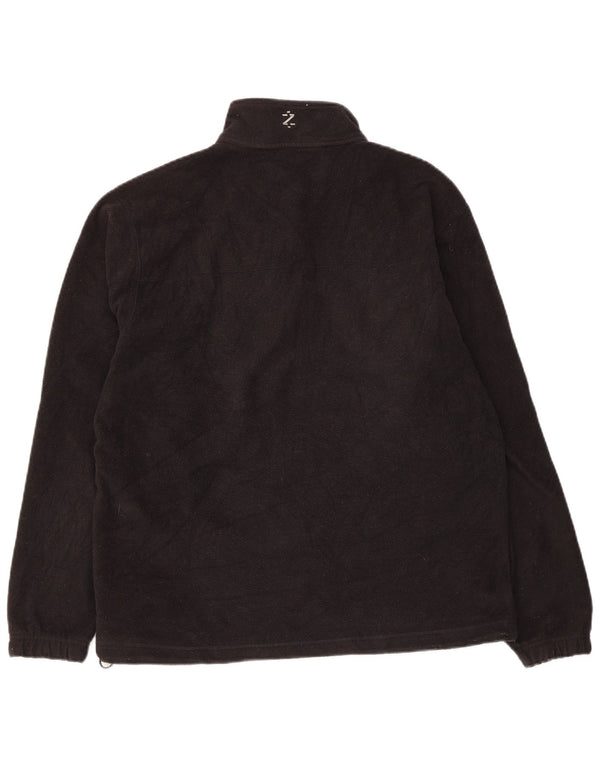 Izod Mens Graphic Zip Neck Fleece Jumper Medium Black Polyester