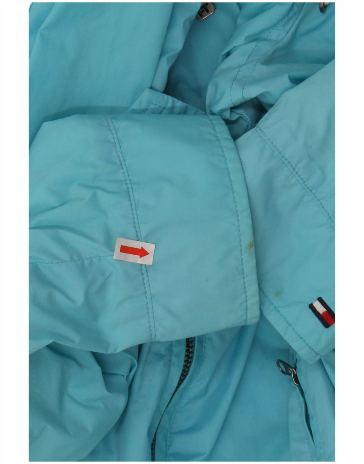 TOMMY HILFIGER Womens Hooded Rain Jacket UK 14 Medium Blue Nylon