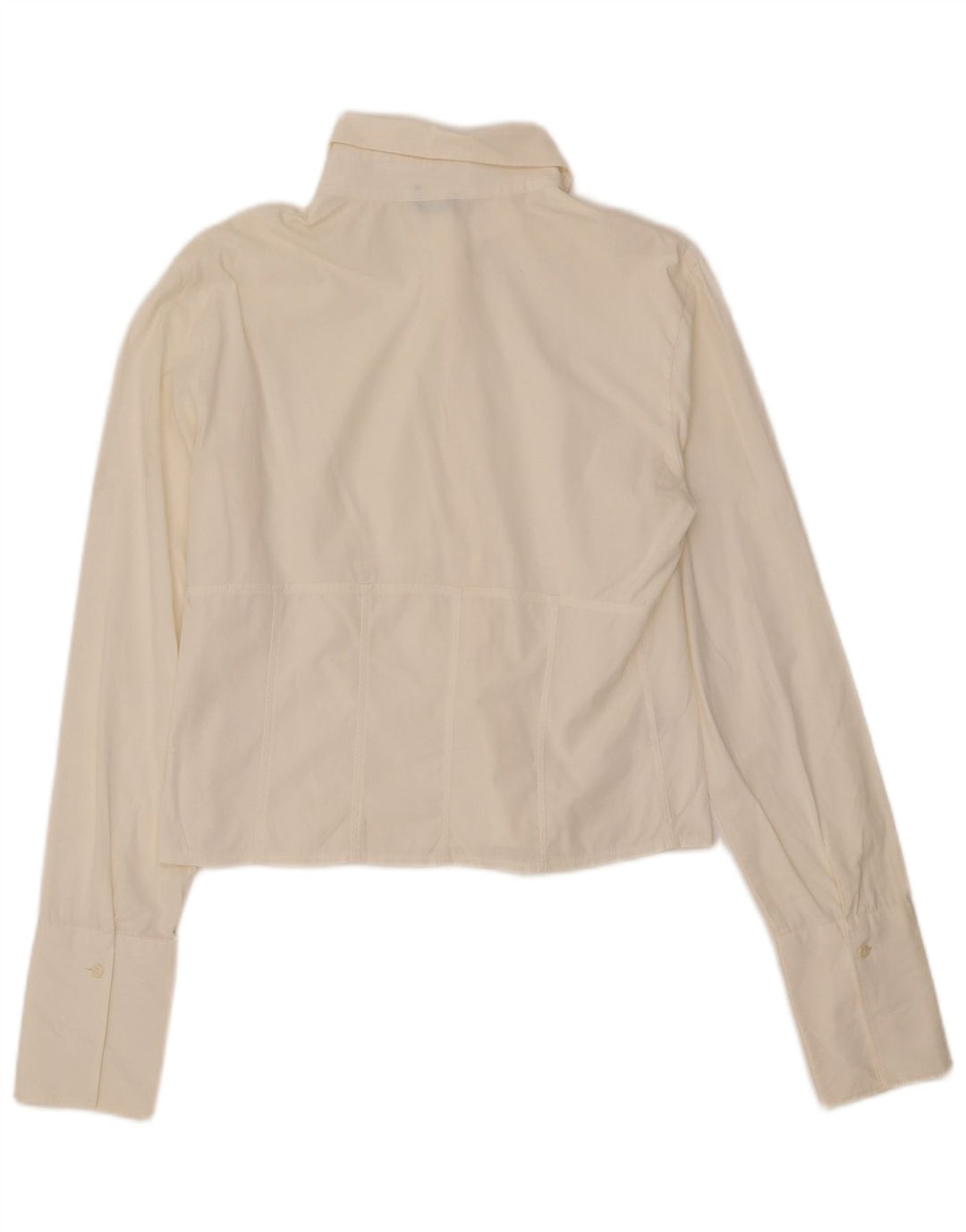 Bluză cu cămașă crop BENETTON pentru femei UK 14, mare, alb, bumbac