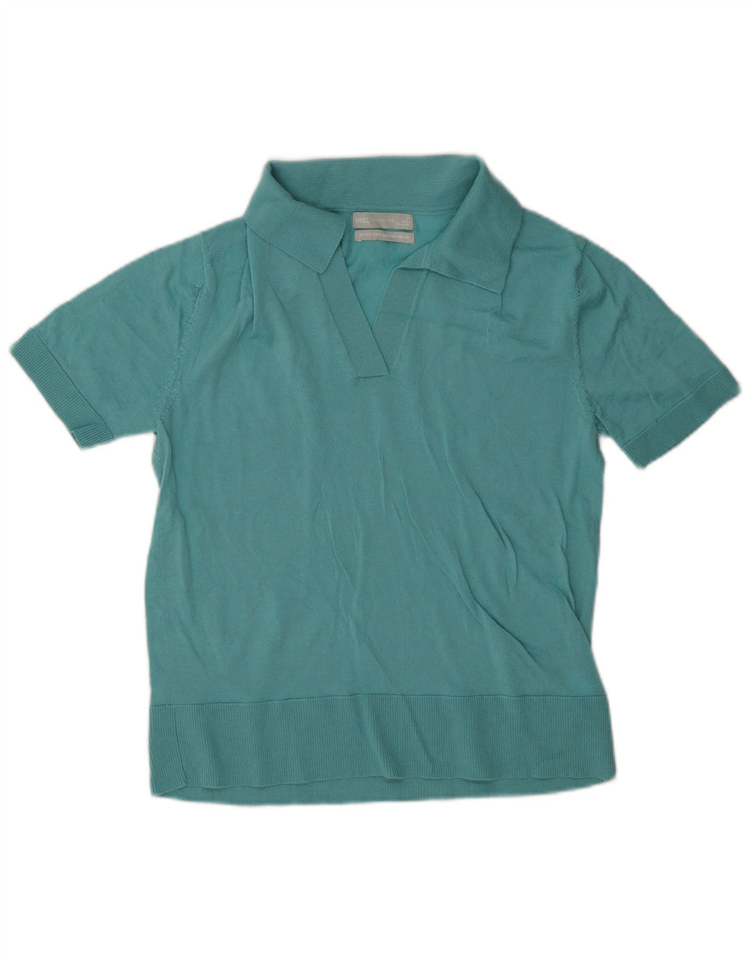 Tricou polo pentru femei Marks & Spencer UK 12 Lână merinos albastru mediu