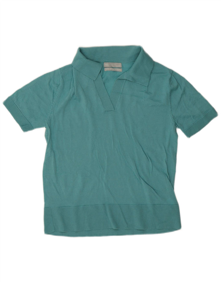 Tricou polo pentru femei Marks & Spencer UK 12 Lână merinos albastru mediu