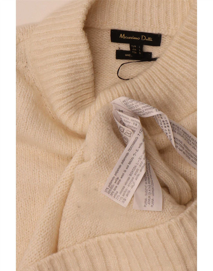 Pulover cu gât țestoasă pentru femei Massimo Dutti UK 16, mare, alb
