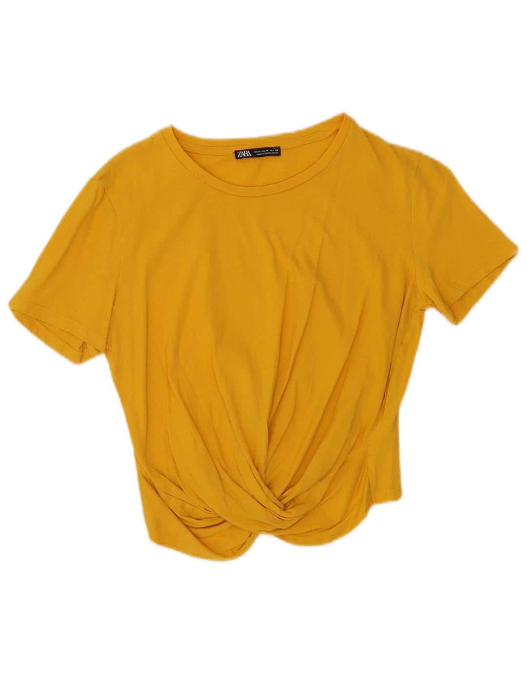 Bluză de top pentru femei Zara UK 12, bumbac galben mediu