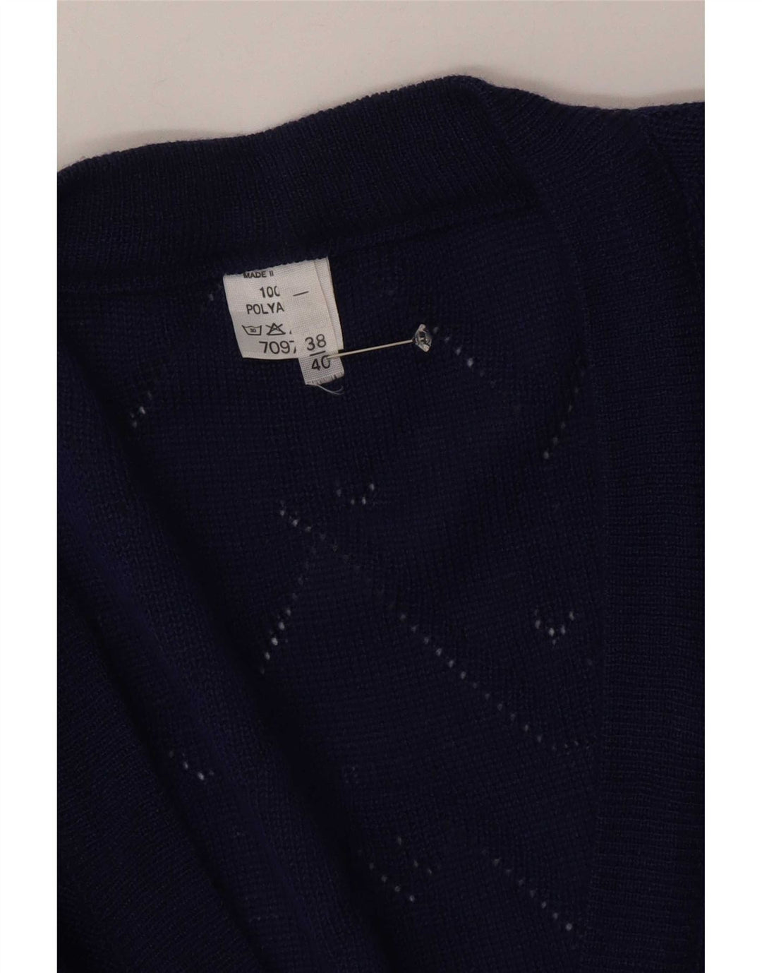 Pulover Cardigan Vintage pentru Femei EU 38/40 Medium Blue Chevron Poliacrilic