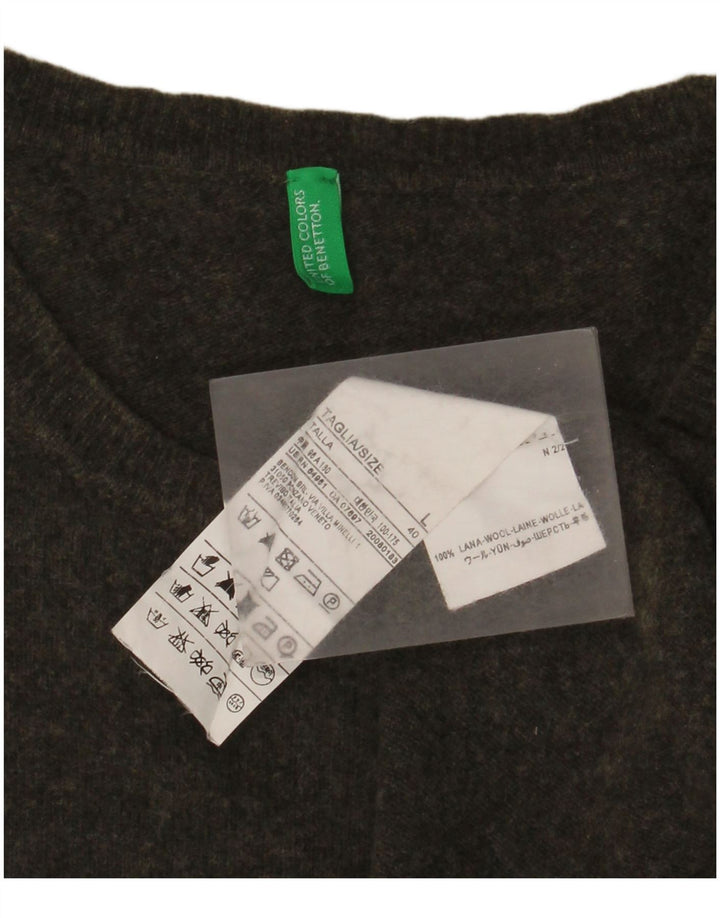 Pulover pentru bărbați BENETTON cu gât crew pulover mare din lână kaki