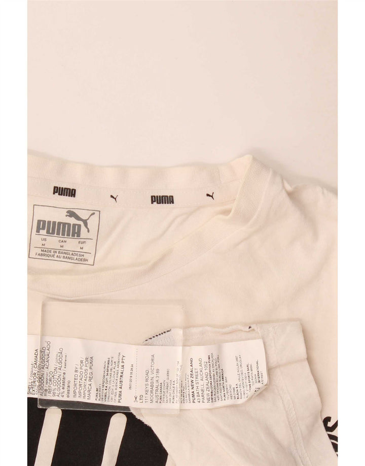 Tricou cu grafic Puma pentru bărbați Top, mediu, alb, bumbac