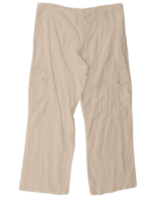 Pantaloni cargo vintage cu talie înaltă pentru femei L32 L27 alb