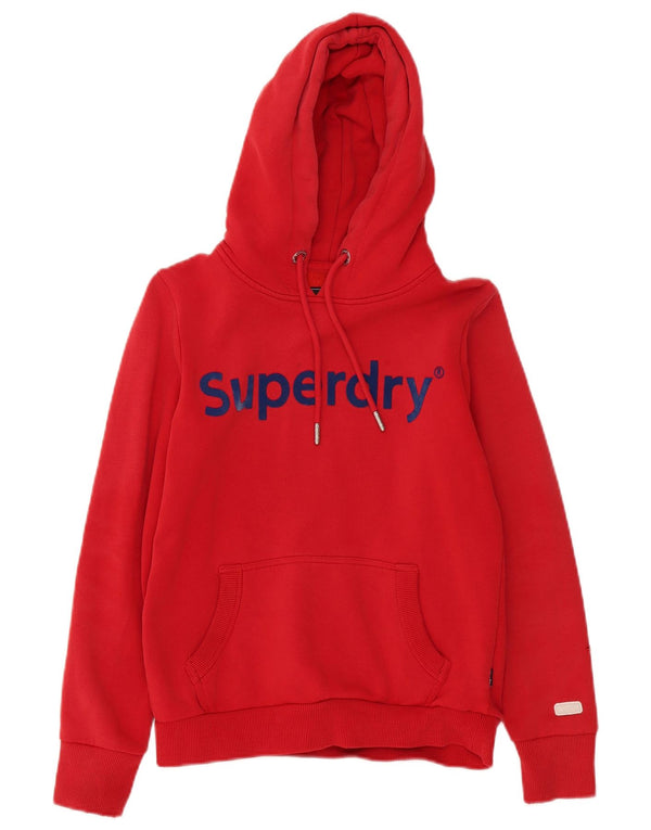 Pulover cu glugă grafic Superdry pentru femei UK 10, roșu mic, bloc de culoare