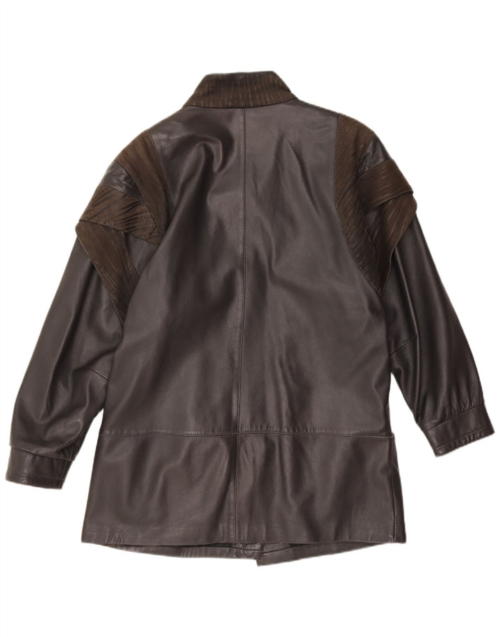 Jachetă de piele vintage pentru femei UK 18 XL, negru, color block