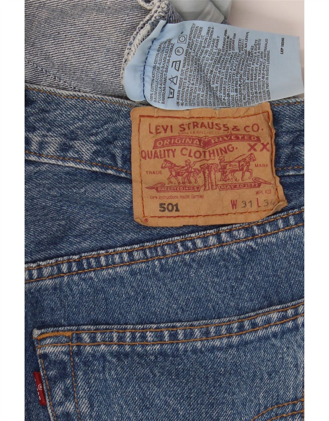 Blugi drepti pentru bărbați LEVI'S 501 W31 L30 Bumbac albastru