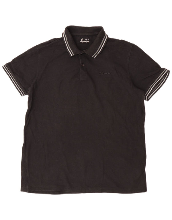 Tricou polo pentru bărbați Lotto 2XL bumbac cu dungi negre