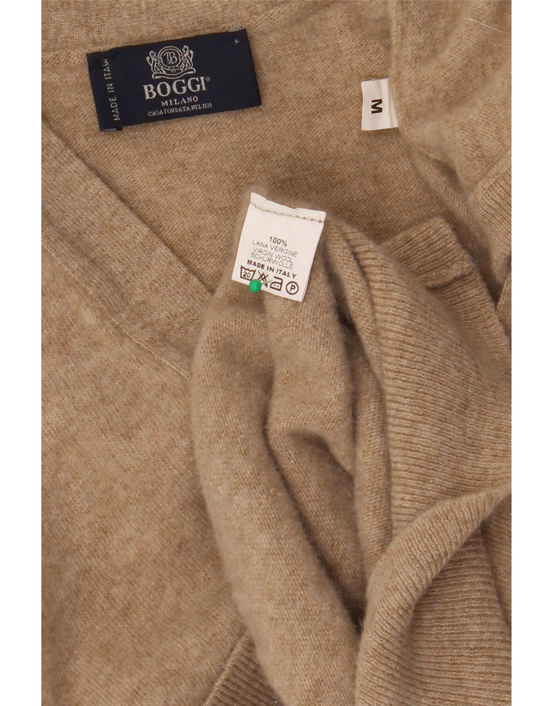 BOGGI MILANO Pulover cardigan fără mâneci pentru femei UK 14 Medium Bej Lână