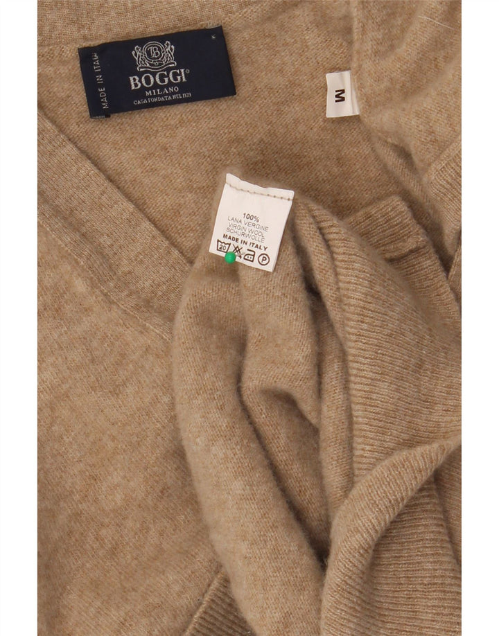 BOGGI MILANO Pulover cardigan fără mâneci pentru femei UK 14 Medium Bej Lână