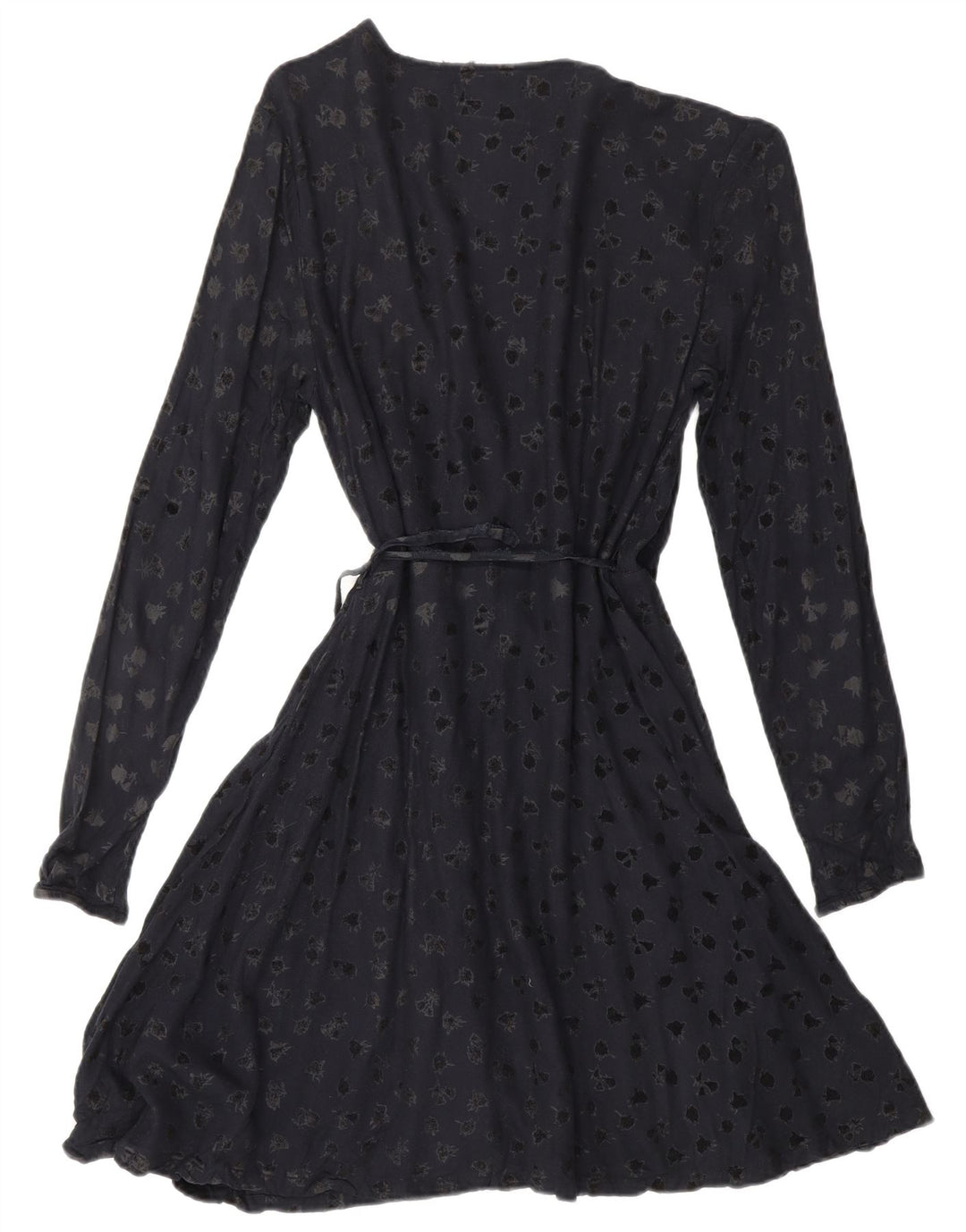 SUPERDRY Womens Abstract Pattern Long Sleeve Wrap Dress UK 6 XS Navy Blue