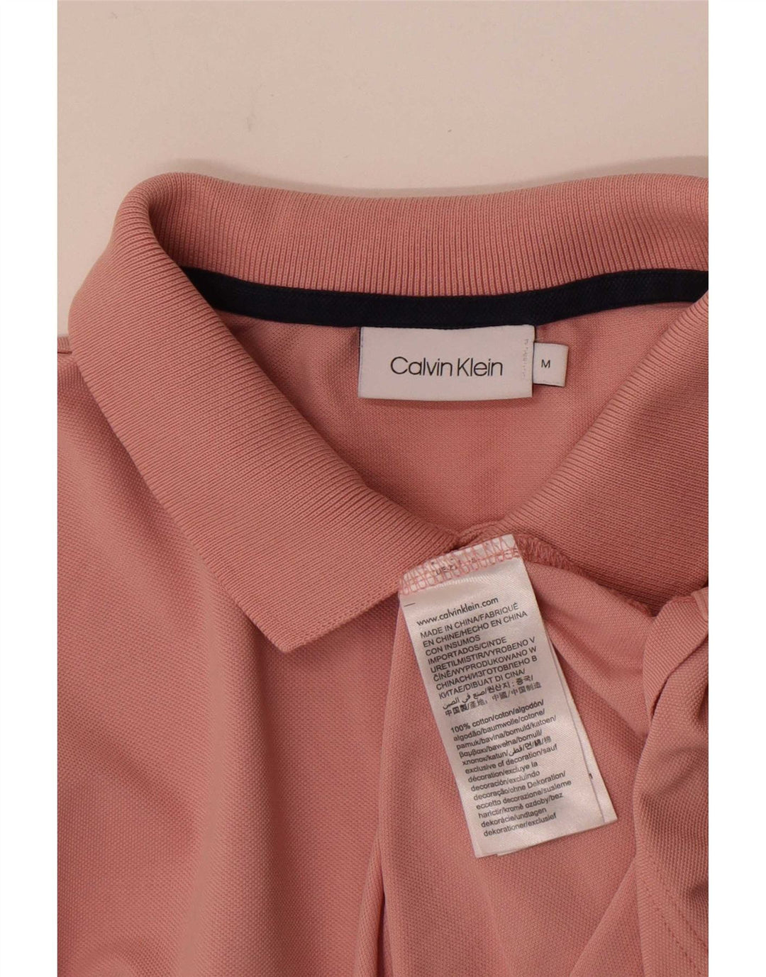 Cămașă polo Calvin Klein pentru bărbați, bumbac roz mediu