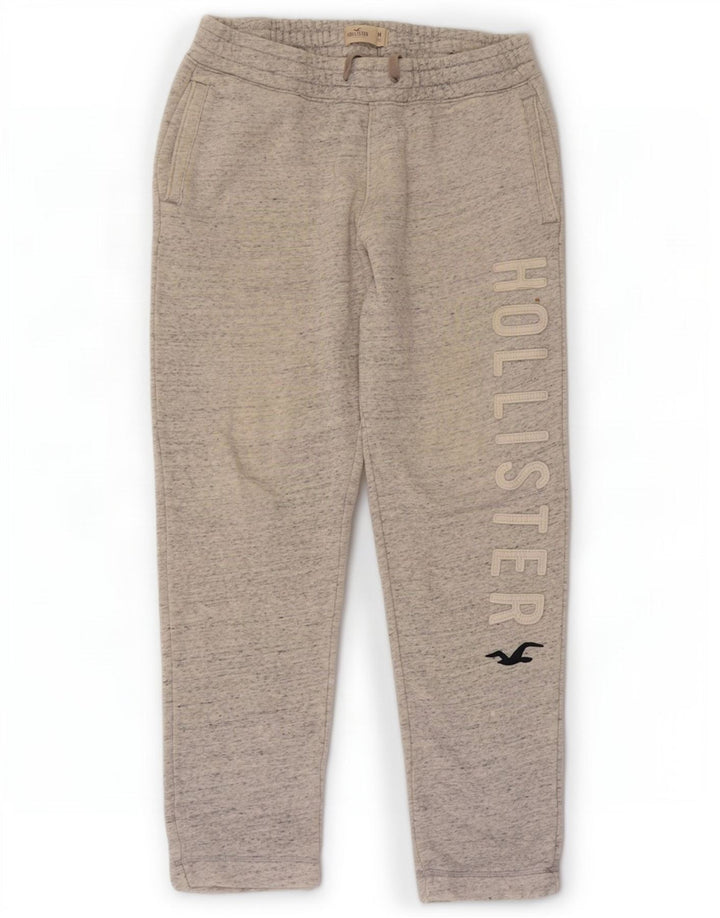 Pantaloni de trening Hollister Graphic pentru bărbați, bumbac cu pete gri mediu