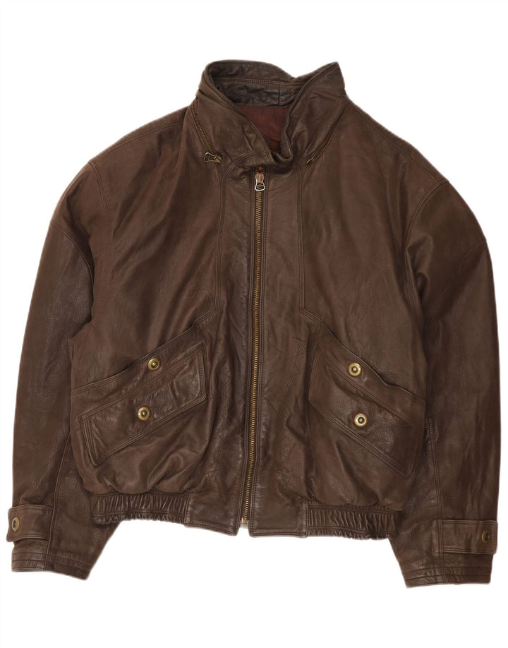 Jachetă Bomber din piele vintage pentru bărbați EU 52 XL din piele maro