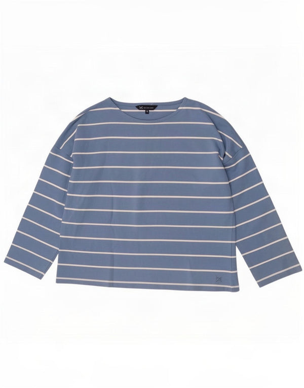 Crew Clothing Femei Top mâneci 3/4 UK 14 Mare Bumbac cu dungi albastre