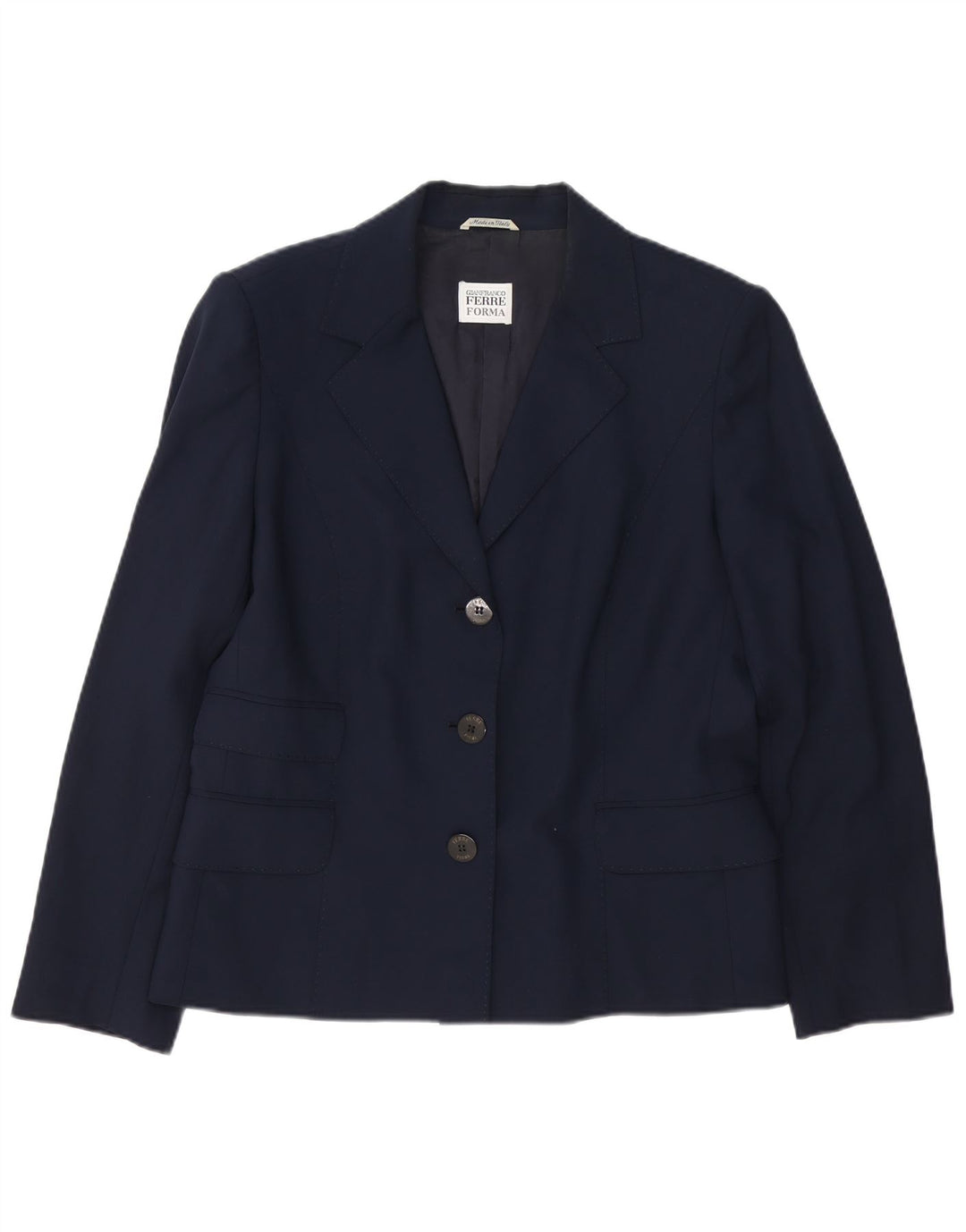 Jachetă Blazer pentru femei Gianfranco Ferre, cu 3 nasturi, UK 14, mare, bleumarin