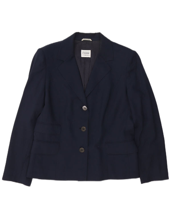 Jachetă Blazer pentru femei Gianfranco Ferre, cu 3 nasturi, UK 14, mare, bleumarin