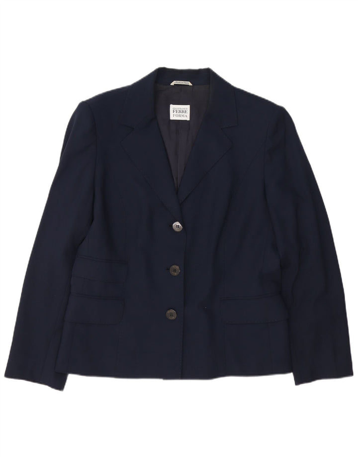 Jachetă Blazer pentru femei Gianfranco Ferre, cu 3 nasturi, UK 14, mare, bleumarin