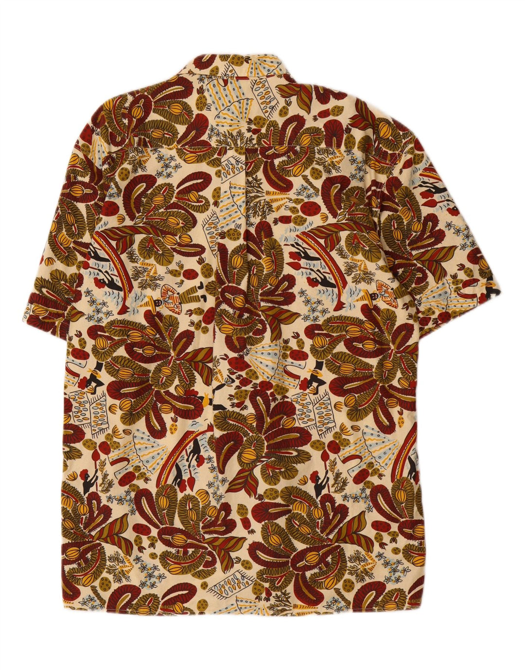 Cămașă vintage pentru bărbați cu mânecă scurtă, bumbac cachetăl mediu multicolor