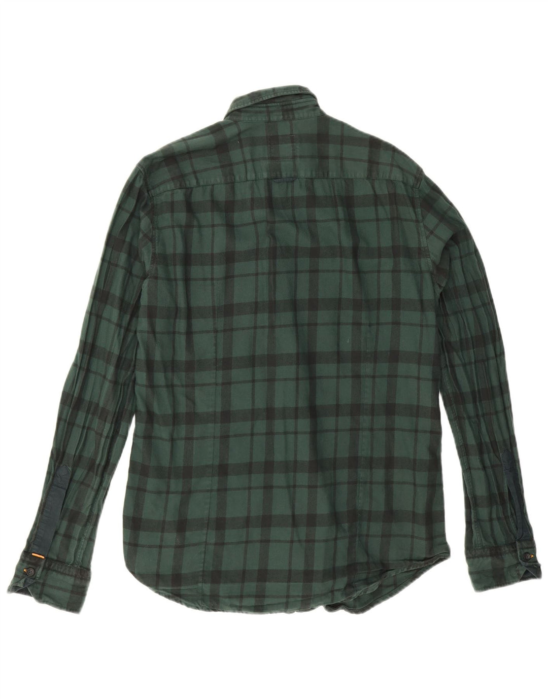 Cămașă de flanel pentru bărbați Hugo Boss, bumbac verde mediu cu carouri