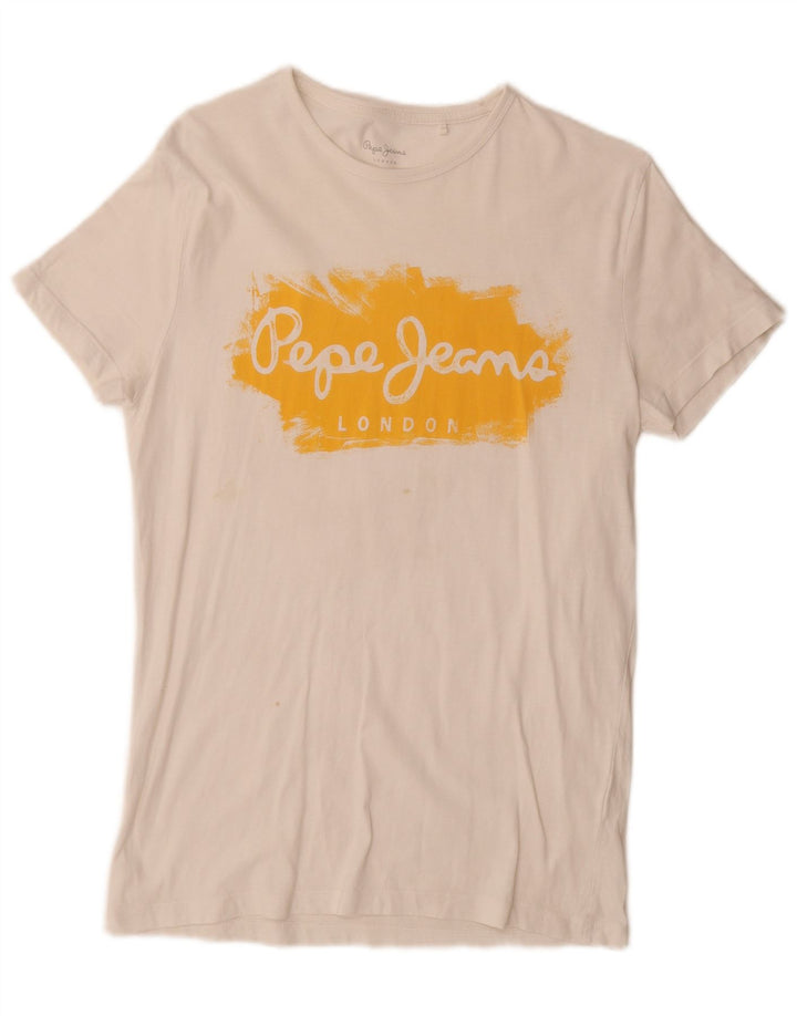 Tricou grafic subțire pentru bărbați PEPE Jeans Top mic alb