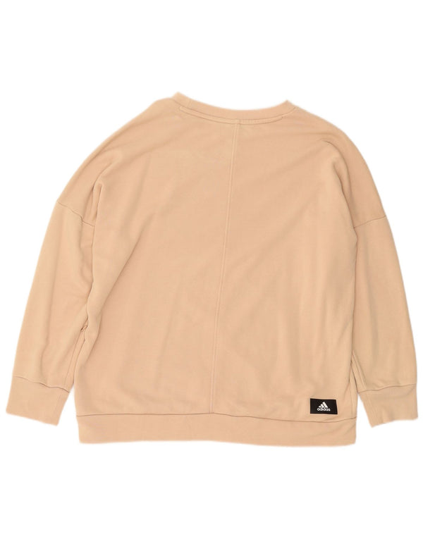 Pulover adidas pentru femei grafic supradimensionat UK 12/14 Bej mediu