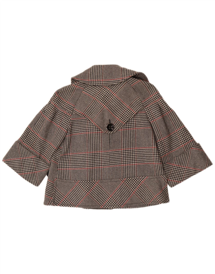 Jachetă Blazer scurtă la două piept pentru femei Zara UK 14, gri mediu, carouri