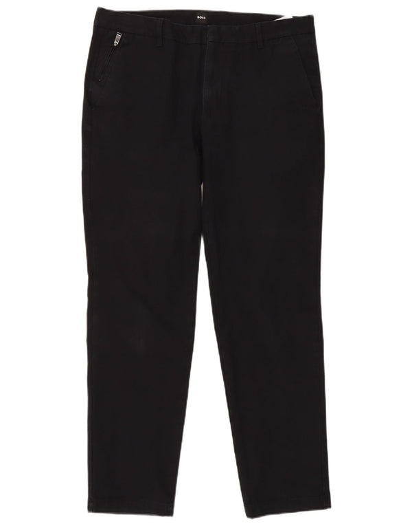 Hugo Boss Mens Slim Chino Trousers IT 52 XL W34 L31 Black Cotton
