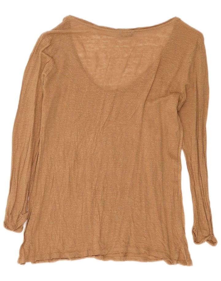 Top pentru femei Massimo Dutti cu mânecă lungă UK 14 mare maro pete