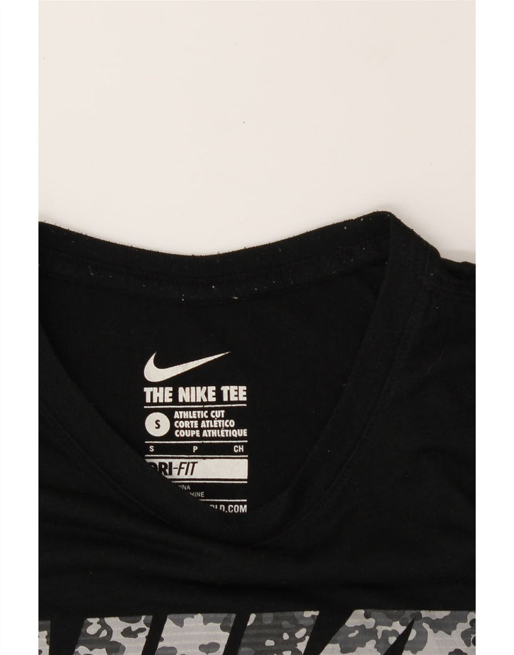 NIKE Mens Dri Fit Graphic T-Shirt Top Small Black Polyester Vintage Nike and Second-Hand Nike from Messina Hembry 