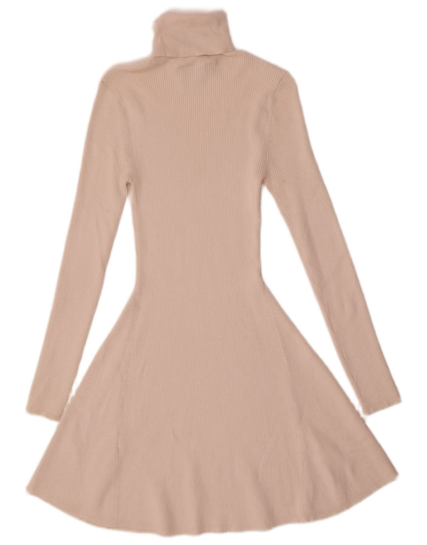 Rochie pulover cu mânecă lungă pentru femei Zara UK 12 Medium Bej Viscoză