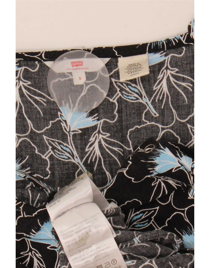 Combi fără mâneci Levi's pentru femei UK 10 Small Black Floral Viscose