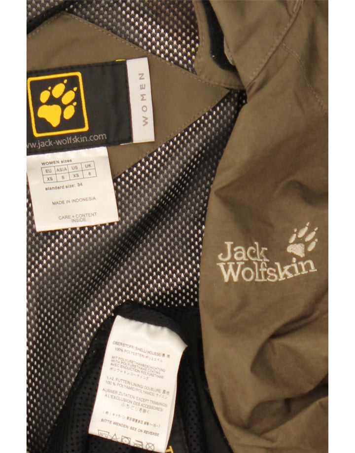 Jack Wolfskin Jachetă de ploaie cu glugă pentru femei UK 8 Small Kaki Poliester