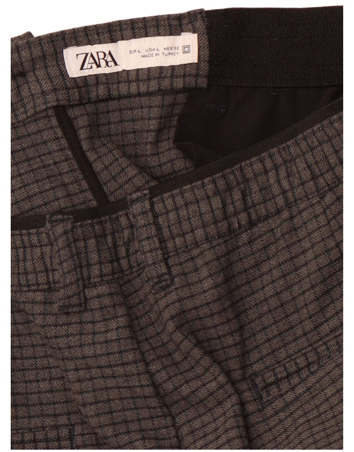 Pantaloni chino conici pentru femei ZARA L34 L27, gri, carouri