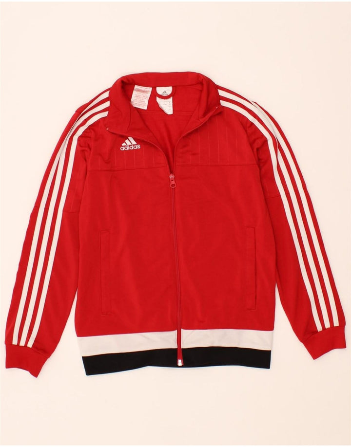 ADIDAS Boys Tracksuit Top Jacket 11-12 Years Red Colourblock Polyester Vintage Adidas and Second-Hand Adidas from Messina Hembry 