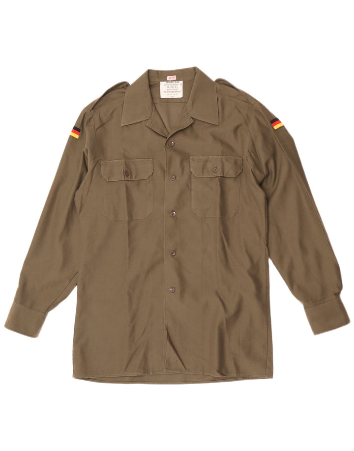 Cămașă militară vintage pentru bărbați Mărimea 39/40 Poliester kaki mediu
